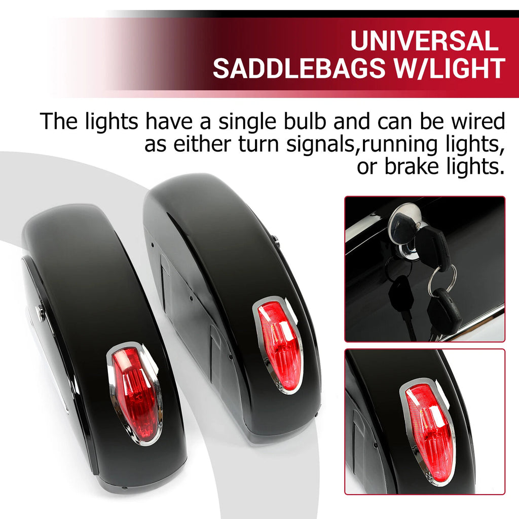 Saddlebag Bags with Lights for Kawasaki Vulcan (Cruiser)