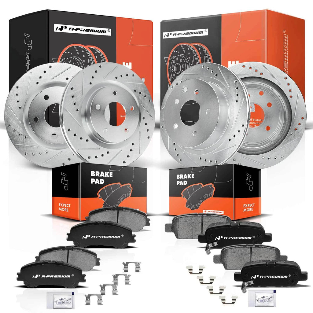 Drilled Brake Rotors & Ceramic Pads for Nissan Rogue (2008–2013)