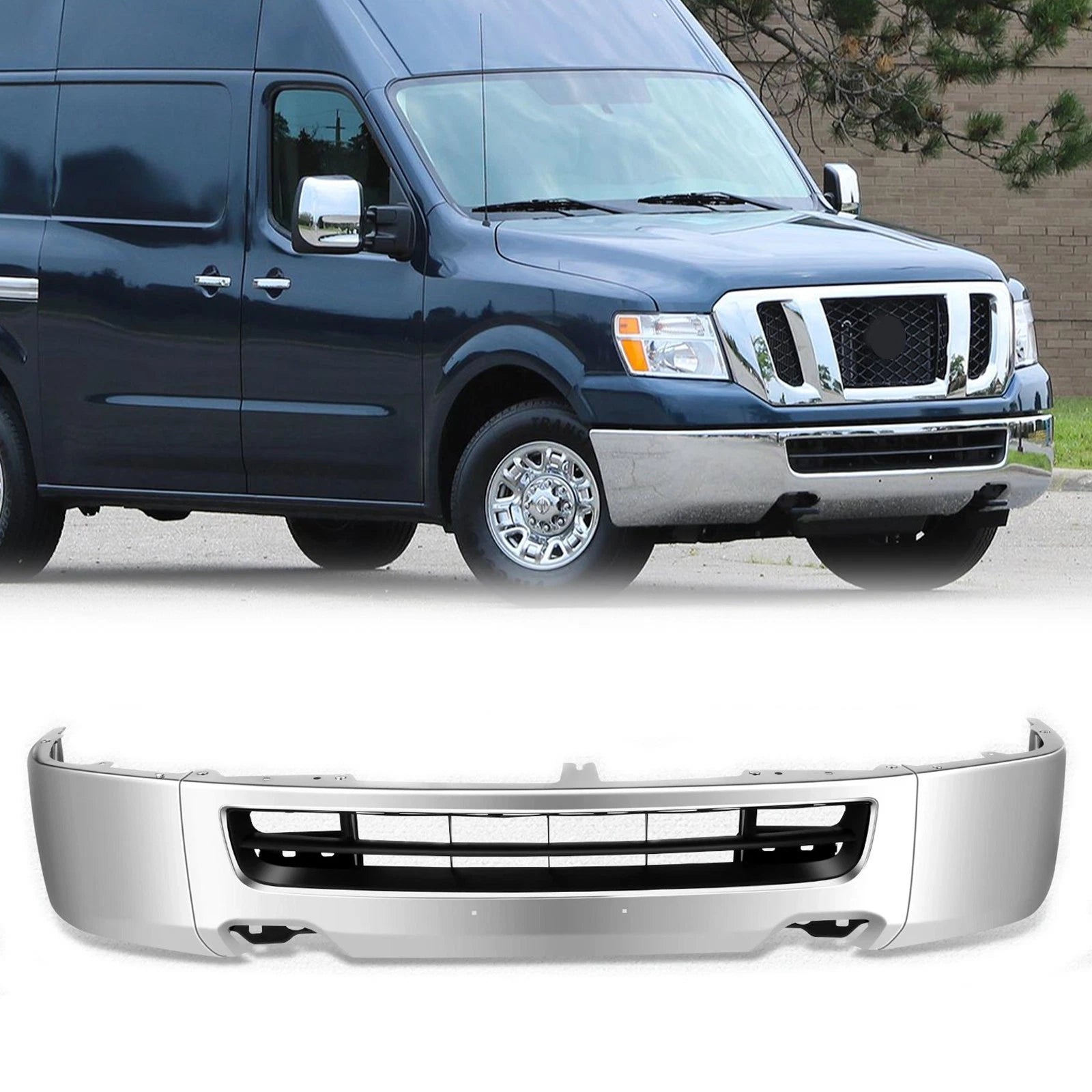 Chrome Steel Front Bumper Face Bar for Nissan NV1500 NV2500 NV3500 (2012–2021)