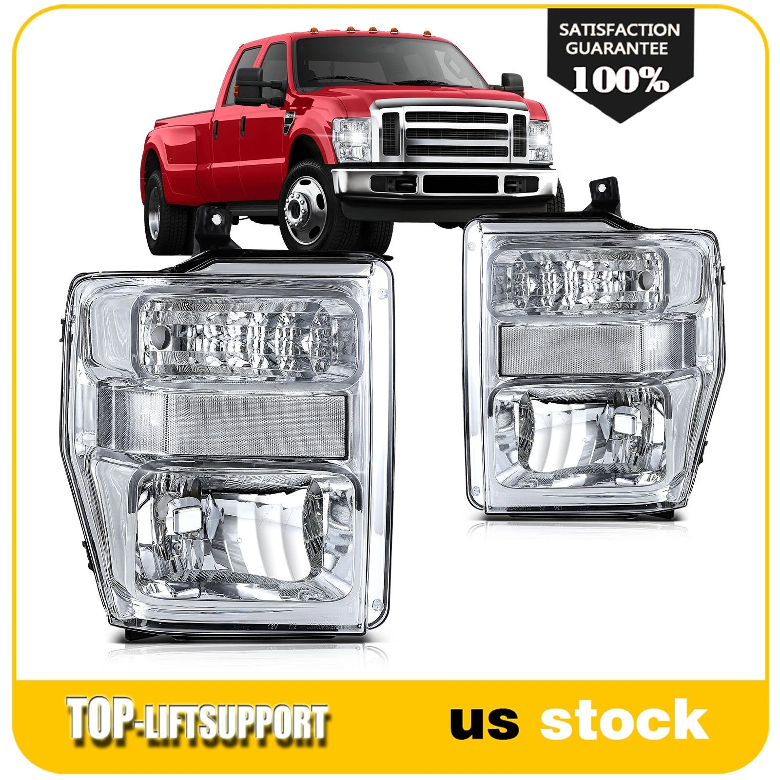 Chrome Headlight Assembly for Ford F-250 F-350 F-450 F-550 Super Duty