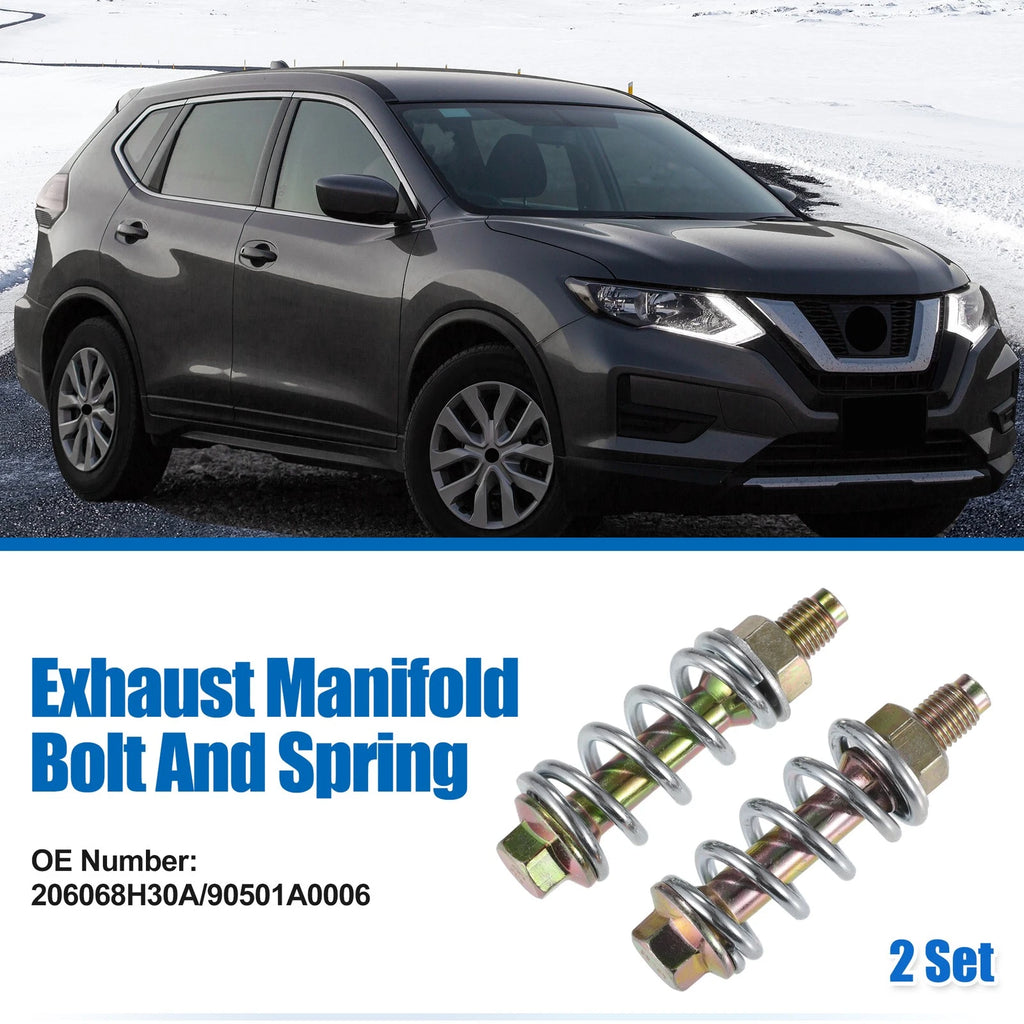 Set of 2 Exhaust Manifold Bolt Nut and Spring Repair Kit for Toyota (No. 206068H30A)