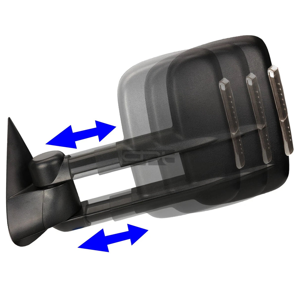 Set of 2 Power Heated LED Smoked Towing Mirrors for GM GMT800 (1999–2002)