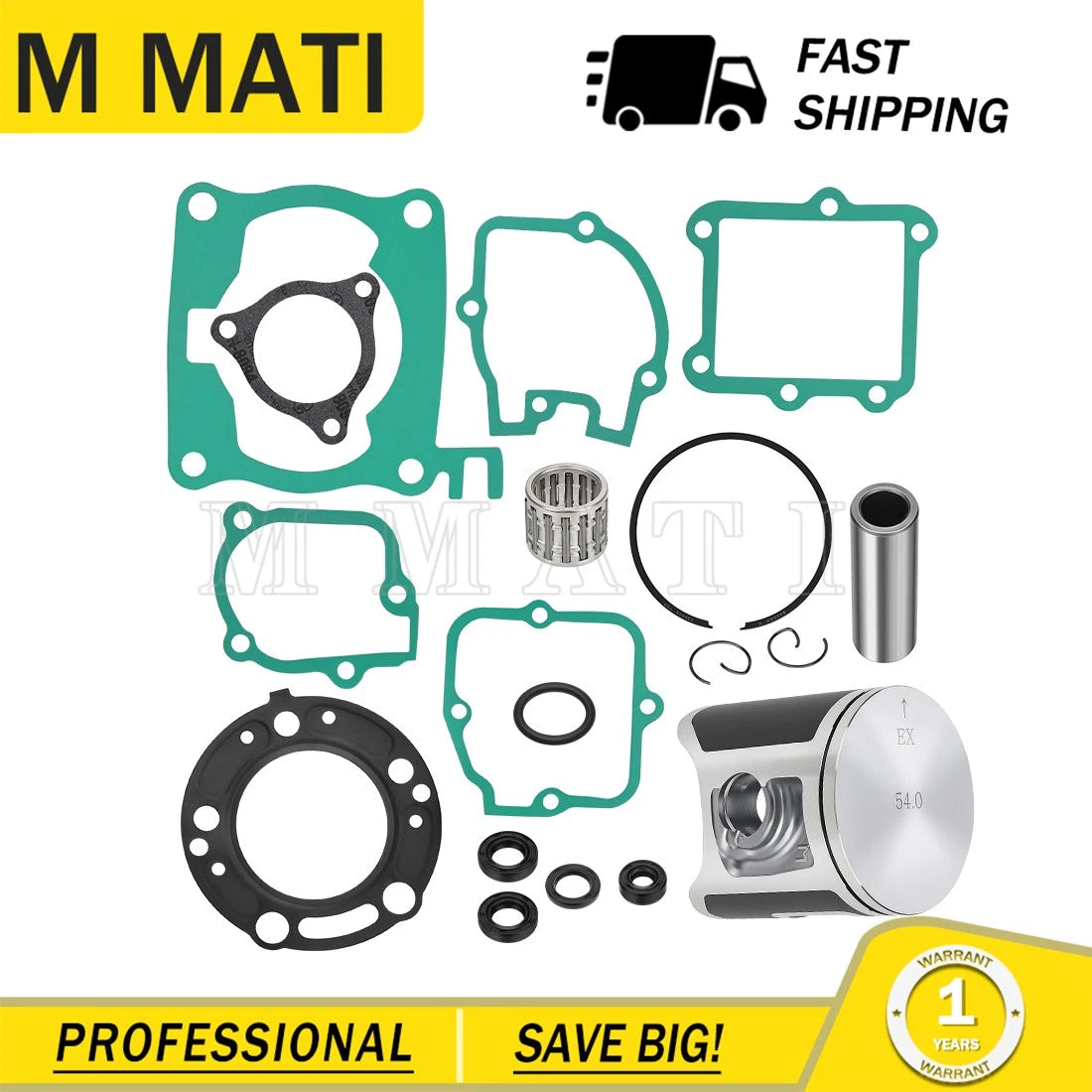 Top End Rebuild Kit for Honda CR125R (2003–2004) 54mm Piston Ring Pin + Gasket Set