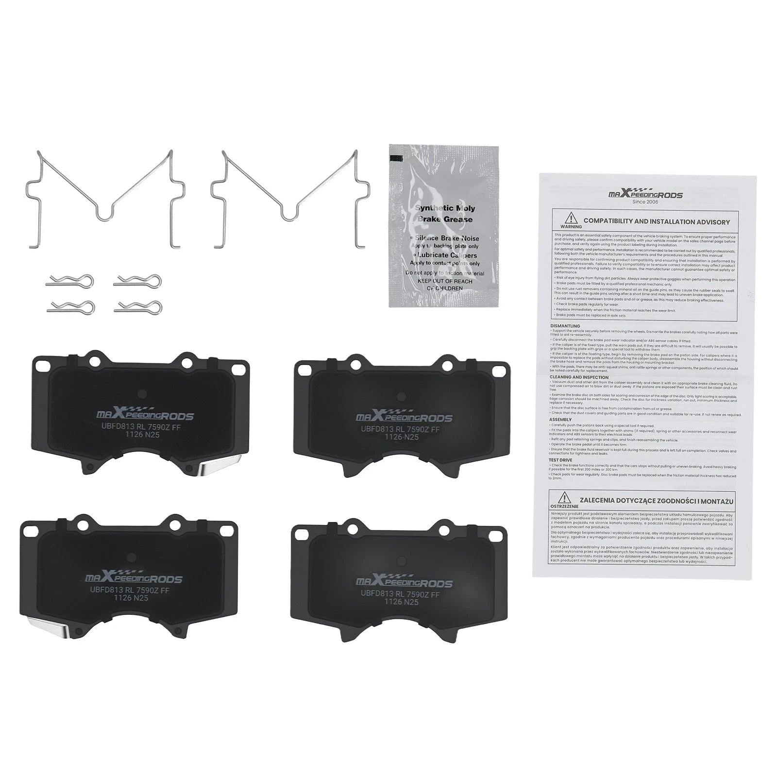 Front Ceramic Brake Pads Kit for Toyota Sequoia Tacoma (2001–2023)