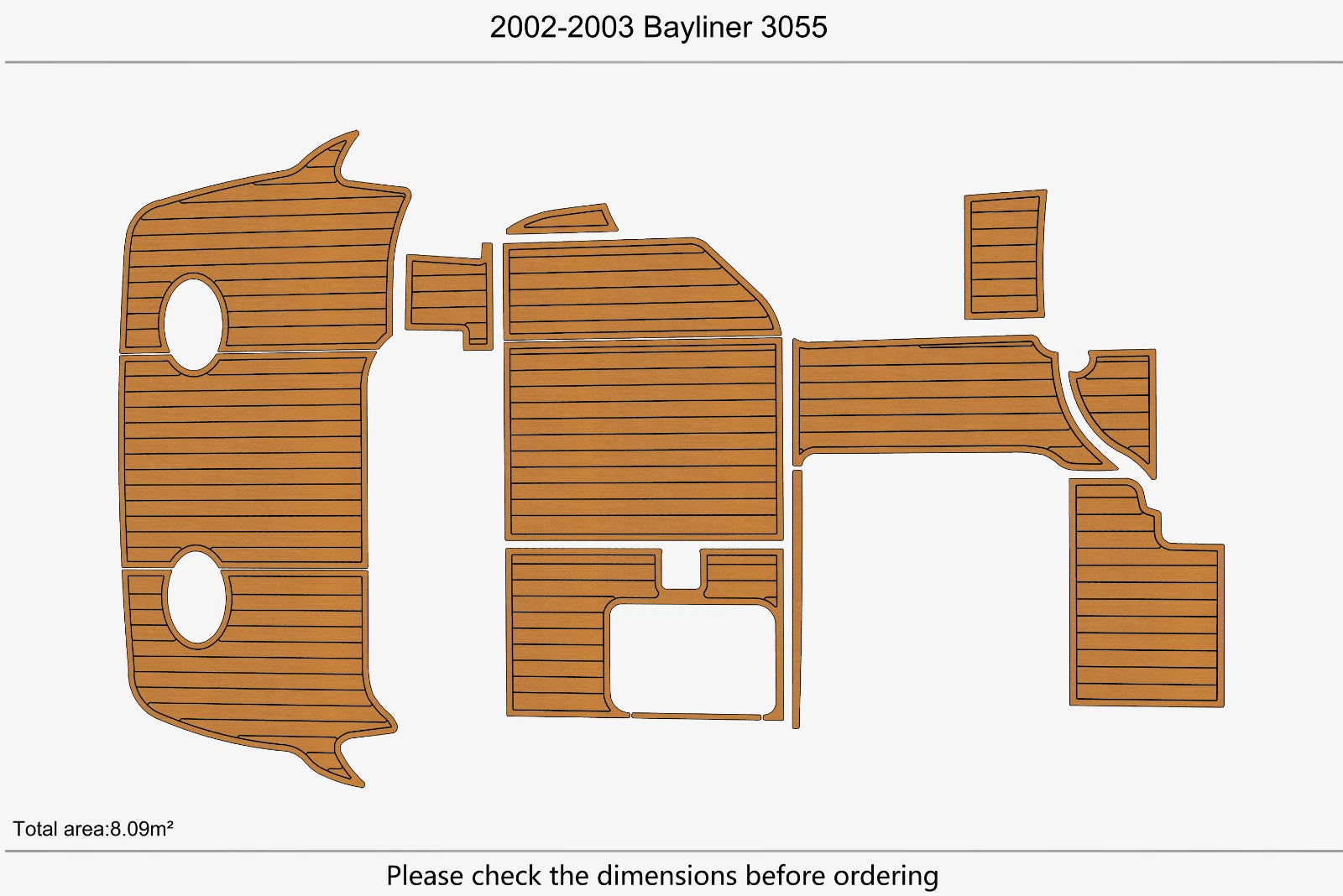 EVA Pad Foam Teak Deck Flooring Mat for Bayliner 3055 (2003)