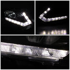 LED DRL Pair for Nissan Rogue (2014–2016) Black/Clear Headlights + Tool Box
