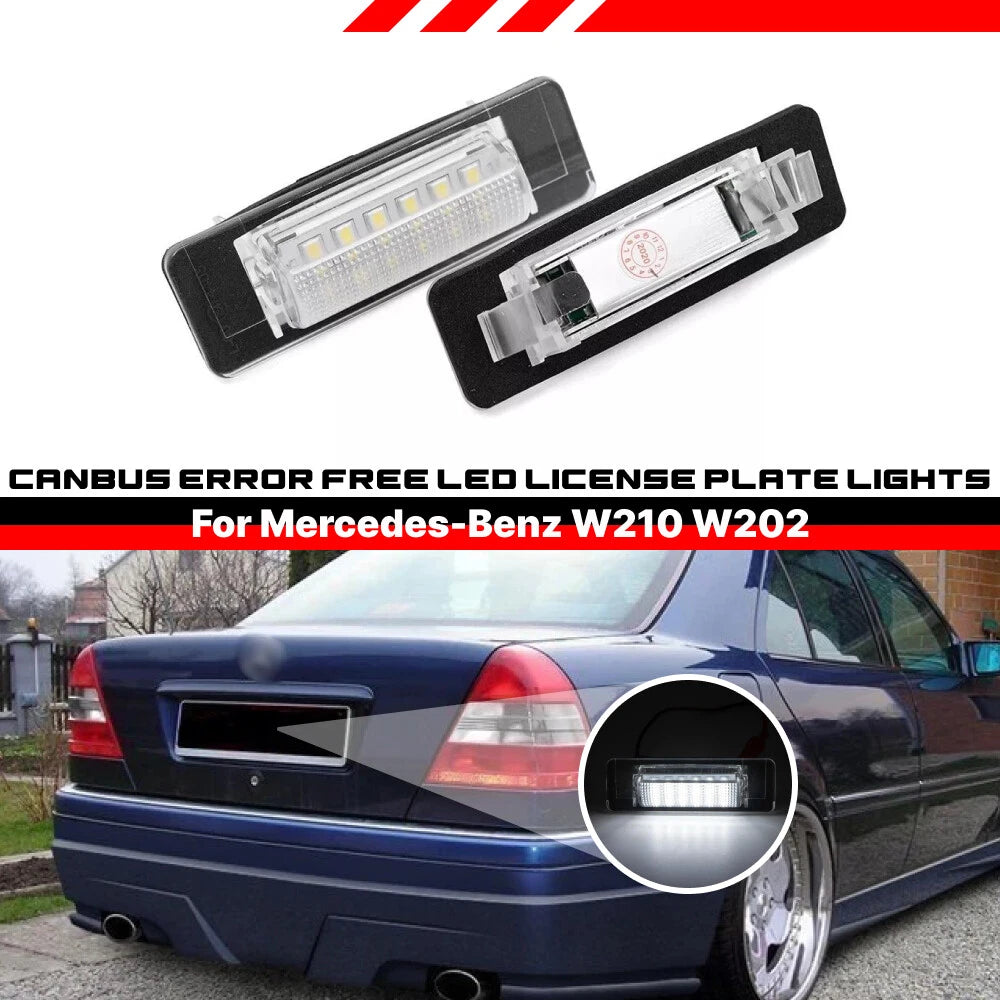 2X LED License Plate Light for Mercedes W210 E Class (1996–2002) W202 (1997–2000)