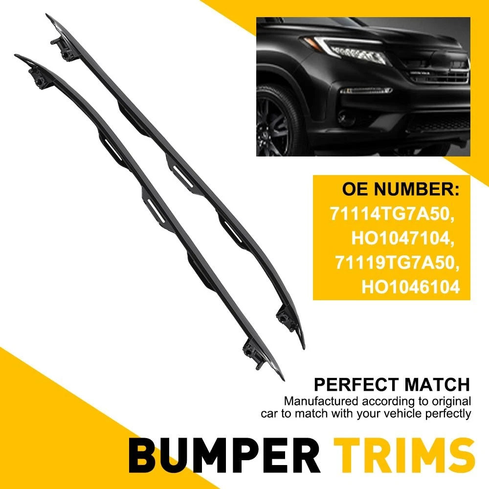 2X Front Left Right Side Bumper Trims Black for Honda Pilot (2019–2022)