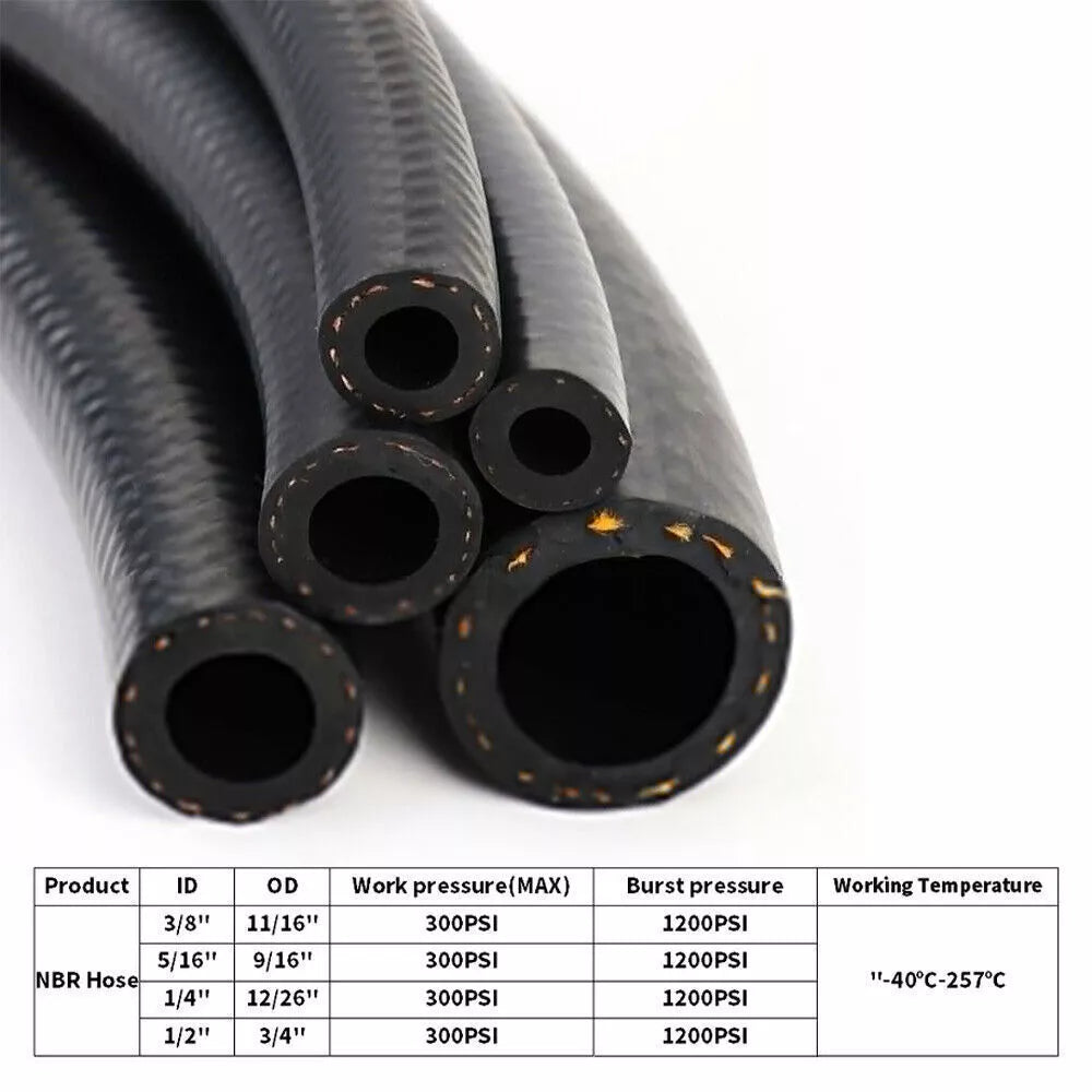 NBR Rubber Fuel Hose Line Set of 5 (3/8, 5/16, 1/4, 1/2, 5/8 Inch ID)