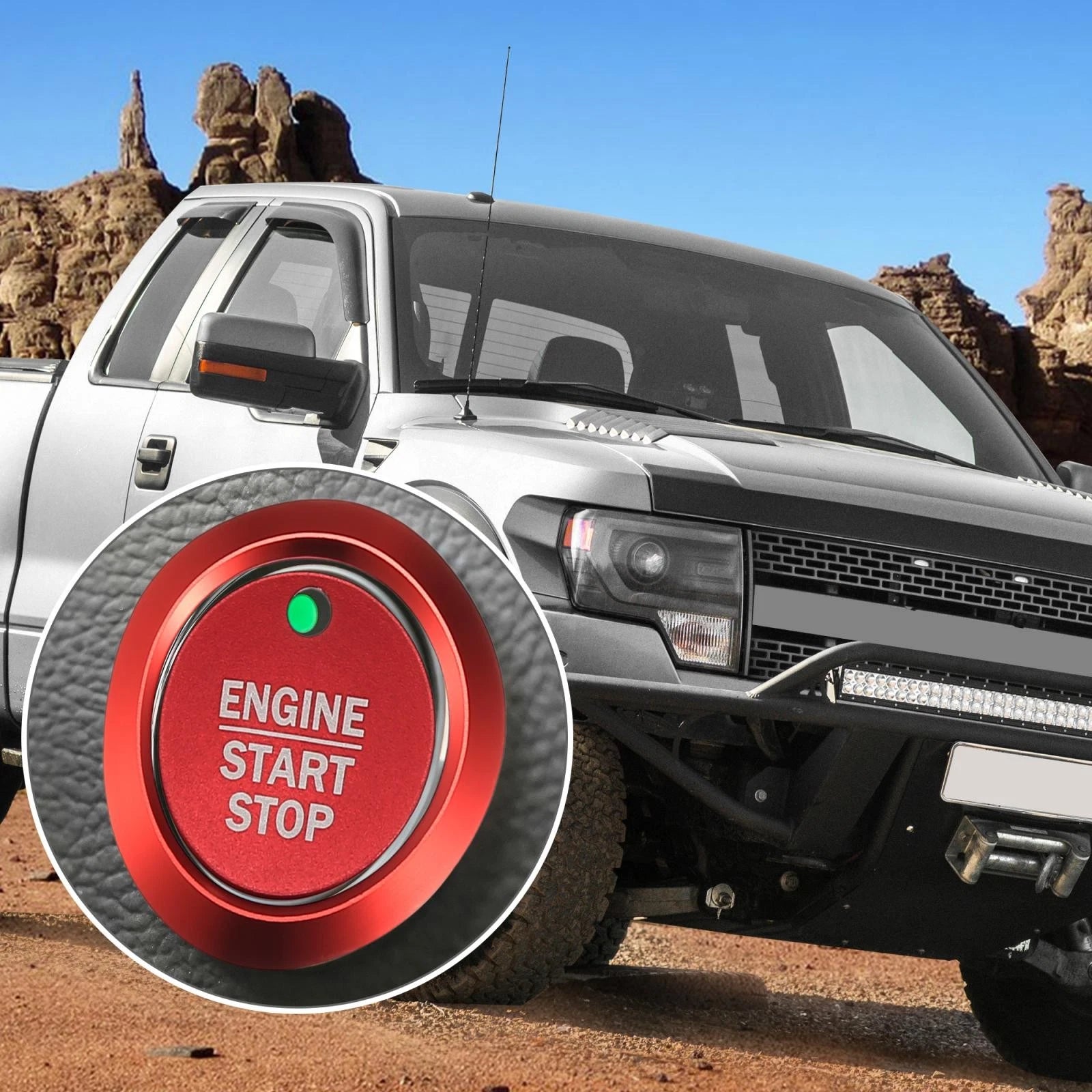 Engine Start Stop Button Cover Kit for Ford F-150 (2016–2021) Red