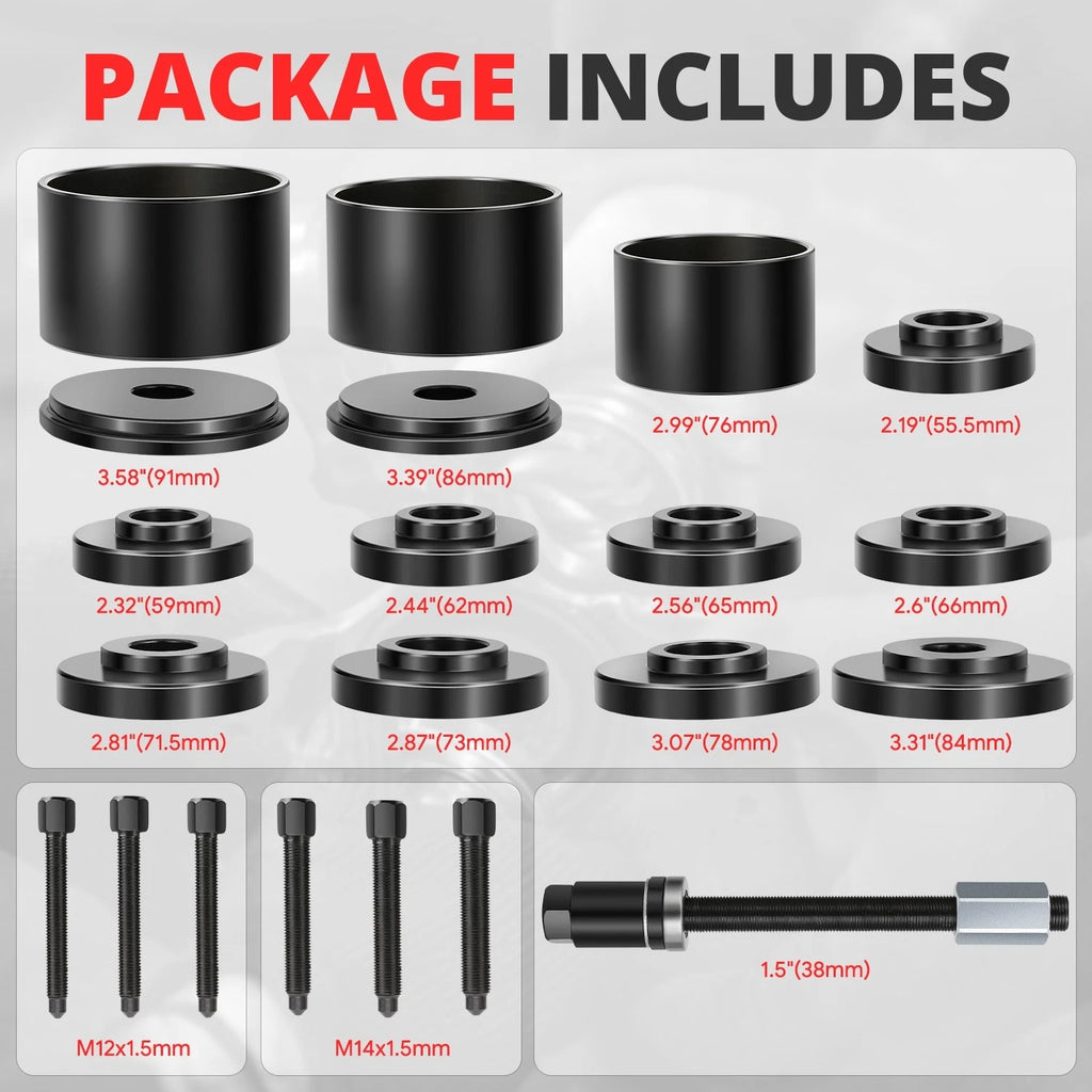 19pcs Front Wheel Bearing Press Kit Tool Set for Universal Applications