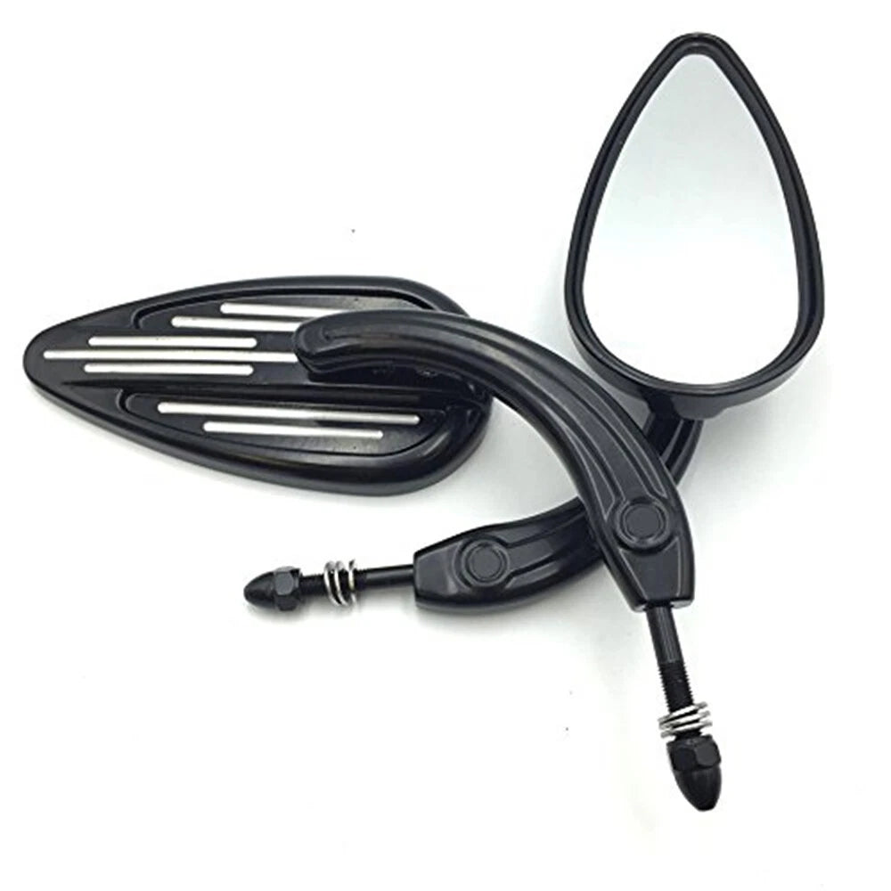 Set of 2 Black Oval Custom Side Mirrors for Harley Softail Dyna Sportster