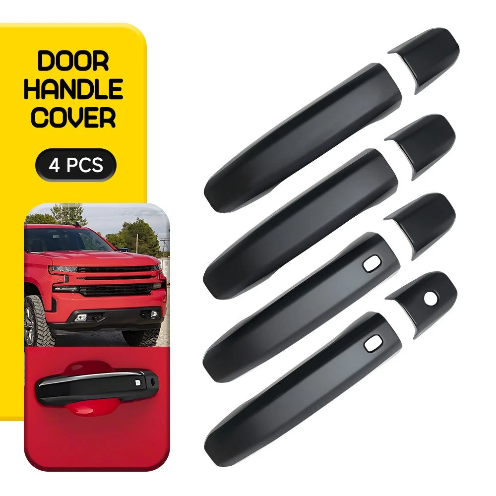 Gloss Black Door Handle Covers for Chevy Silverado 1500 (2019–2024)