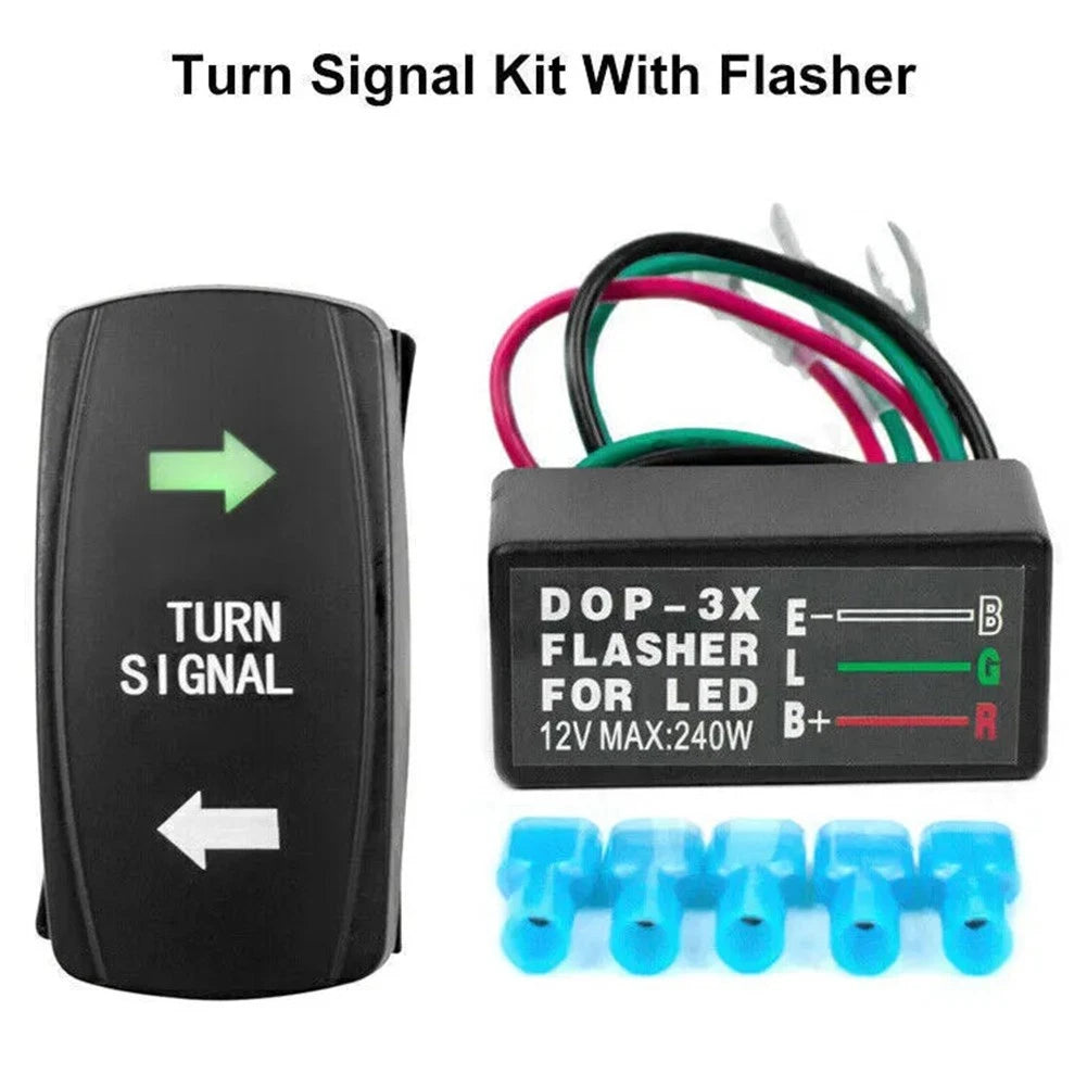 LED Turn Signal Kit for ATV UTV Motorcycle (Rocker Switch, Blinker)