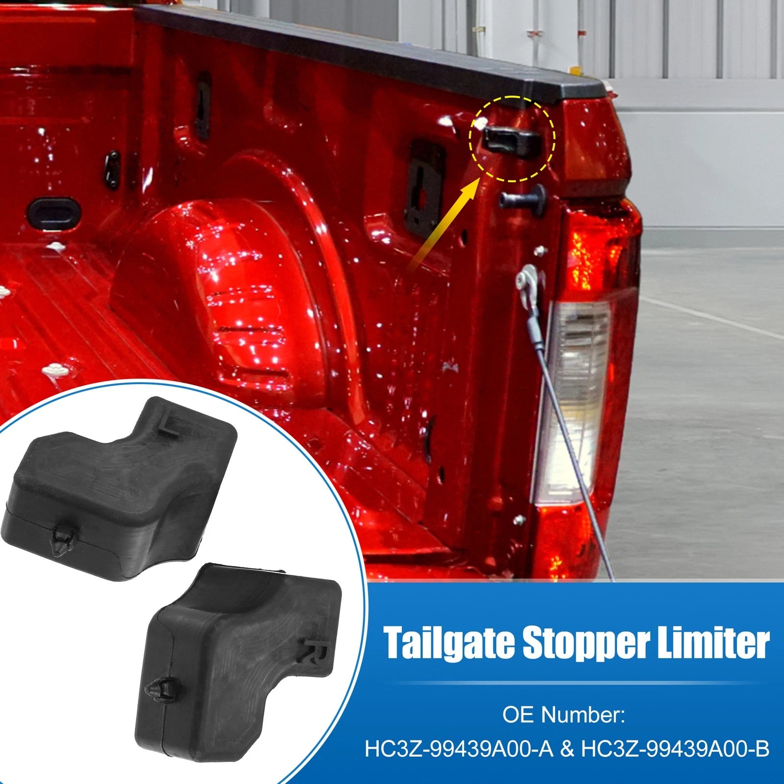 1 Pair Tailgate Upper Rubber Bushing Bumper for Ford (2011–2016) HC3Z-99439A00-A