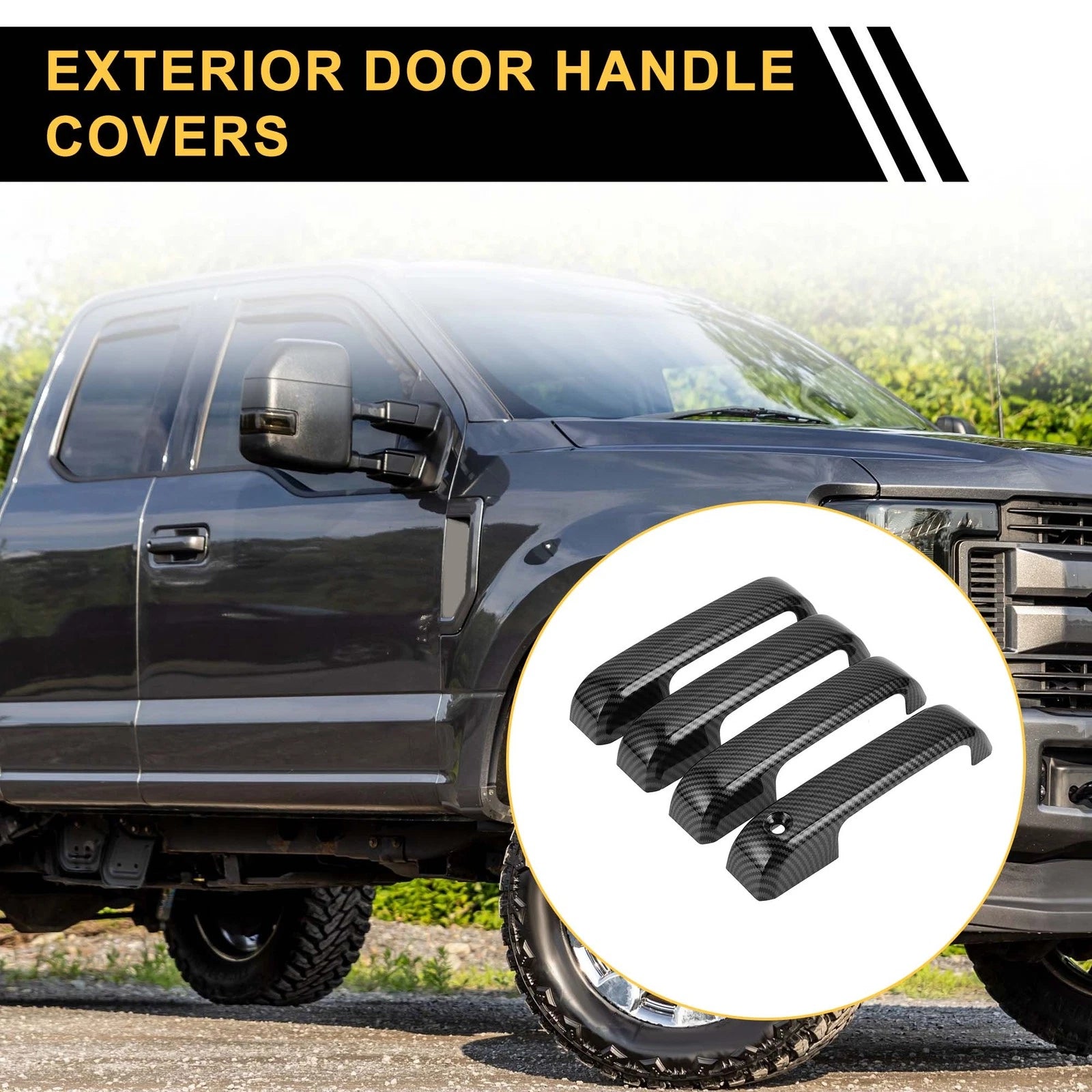 Set of 4 Car Door Handle Protectors for Ford F-150 (2015–2020) Carbon Fiber Black