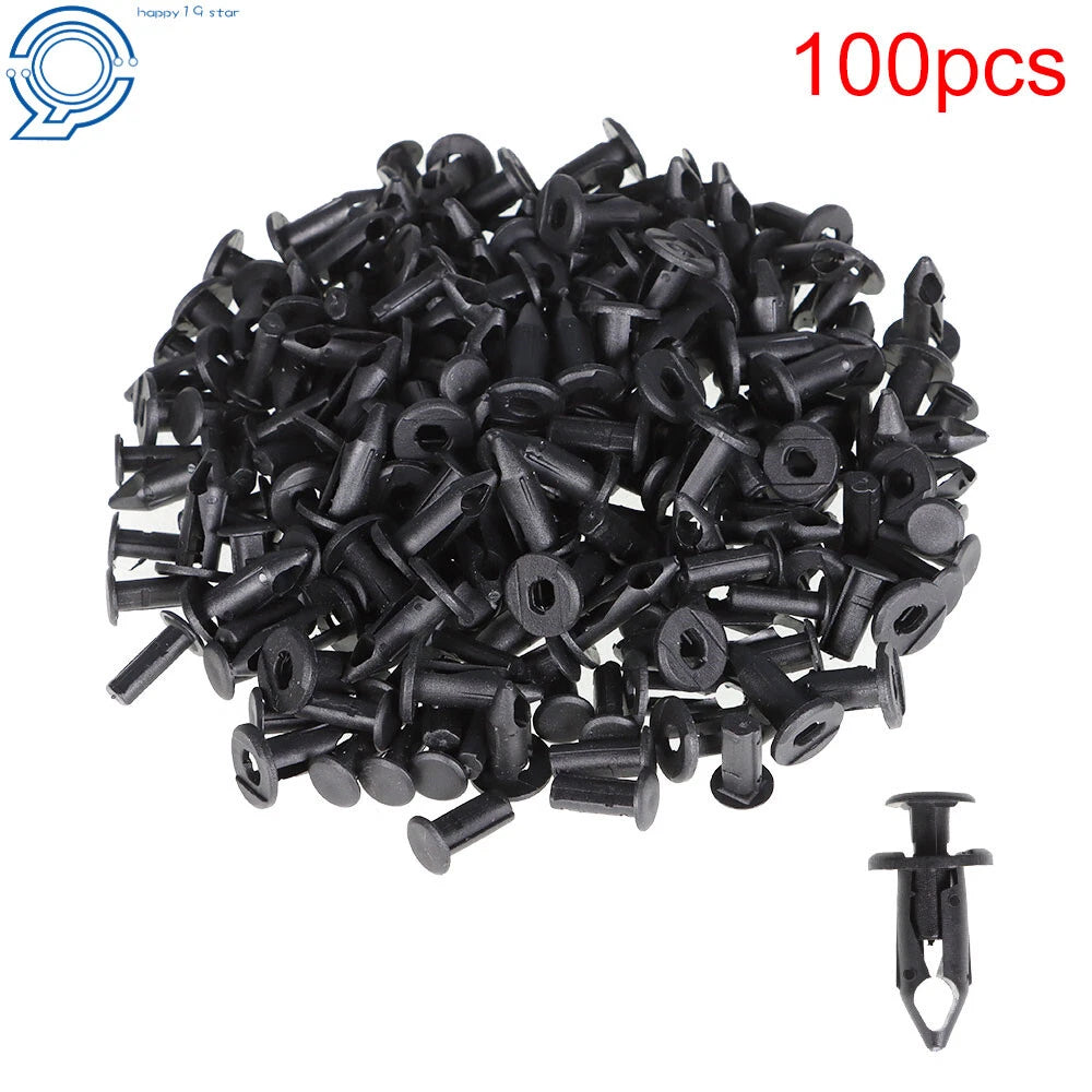 Set of 100 Plastic Rivets Fasteners for Auto Fender Bumper Clips