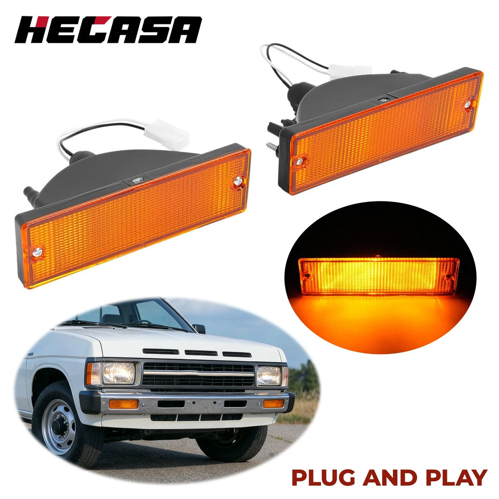 Front Bumper Amber Signal Light Set for Nissan D21 Hardbody/Pathfinder (1988–1997)