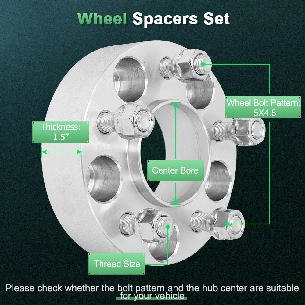 Set of 4 Wheel Spacers 1.5" 5x114.3 for Jeep Liberty Wrangler Cherokee (2002–2012)