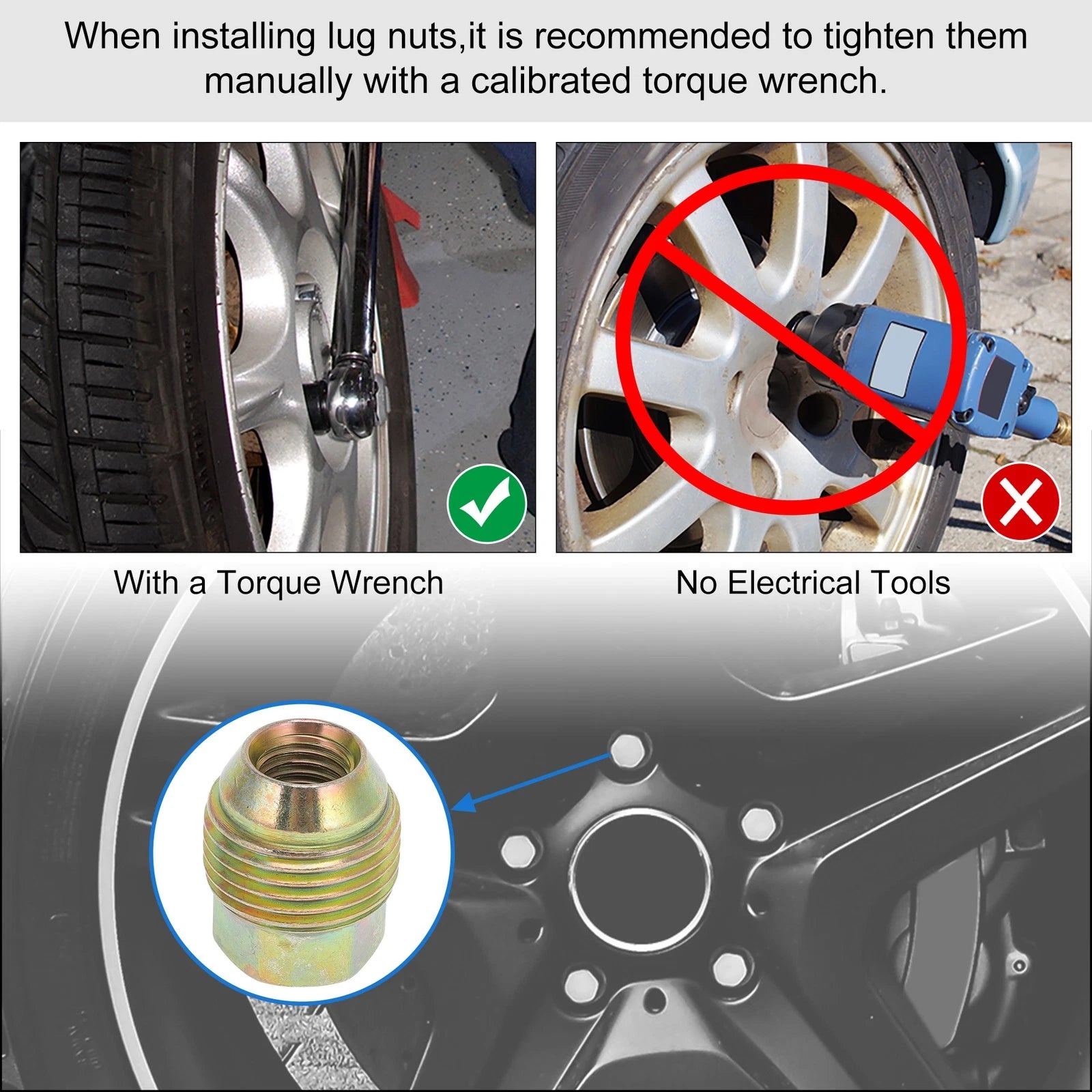 Set of 4 M12x1.5 Wheel Lug Nuts for Chevrolet Aveo (2005–2011) No. 94515463