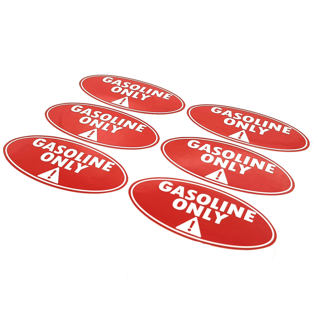 Set of 6 Gasoline Only Stickers 2" x 4" Round