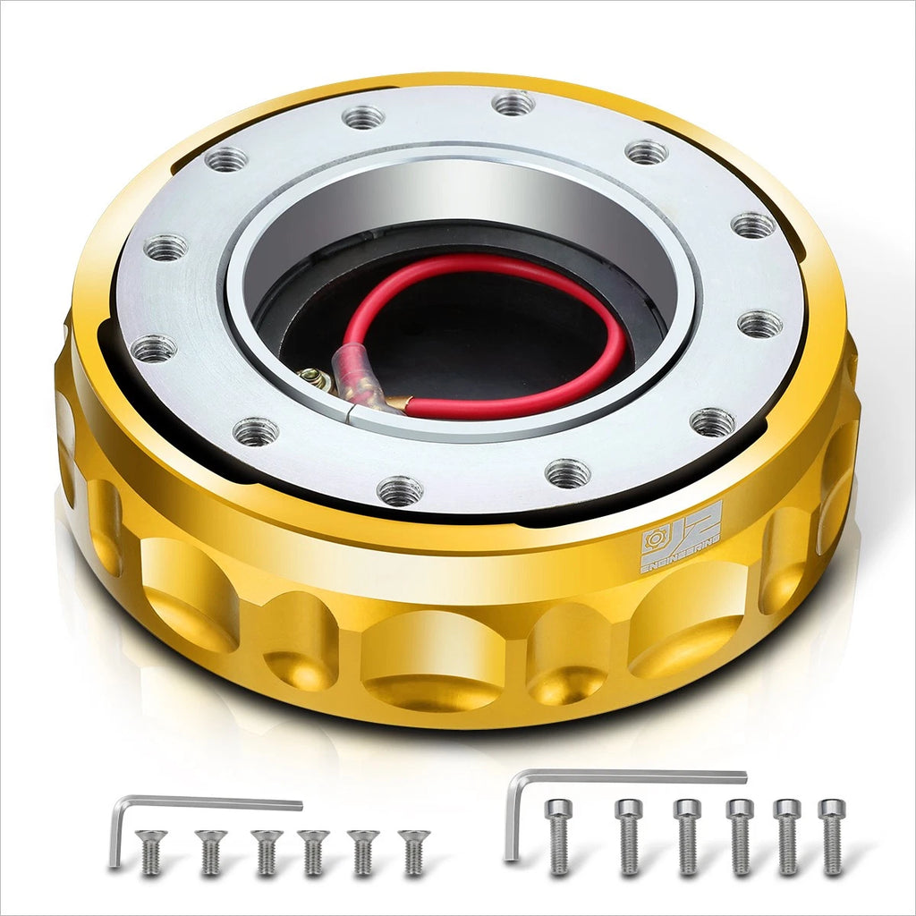 J2 6-Bolt Quick Release Hub for Universal Steering Wheel (Low Profile, Gold)