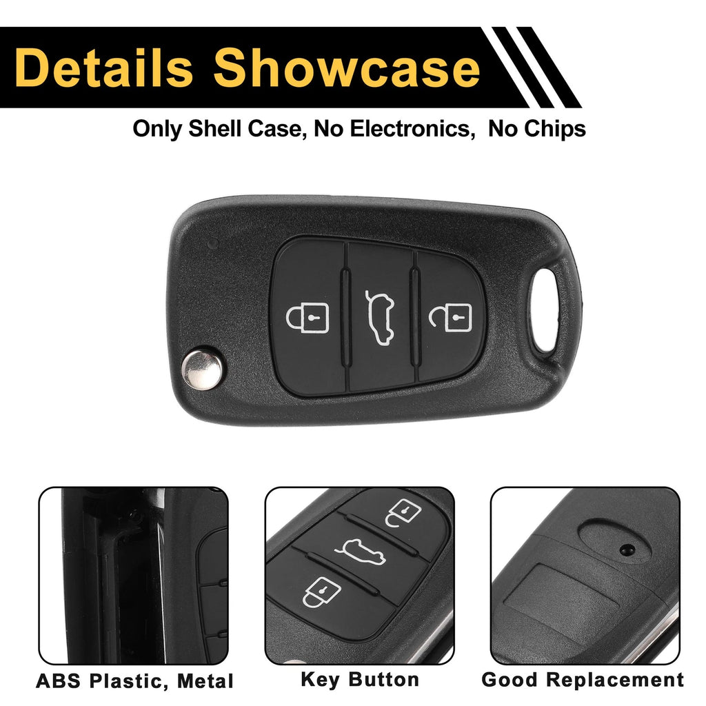 3 Button Key Fob Shell Case for Kia Rio (2011) - Black