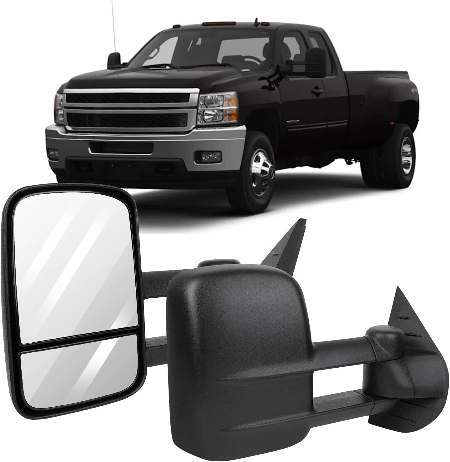 Set of 2 Manual Towing Mirrors for Chevy GMC Silverado Sierra (2008–2013)