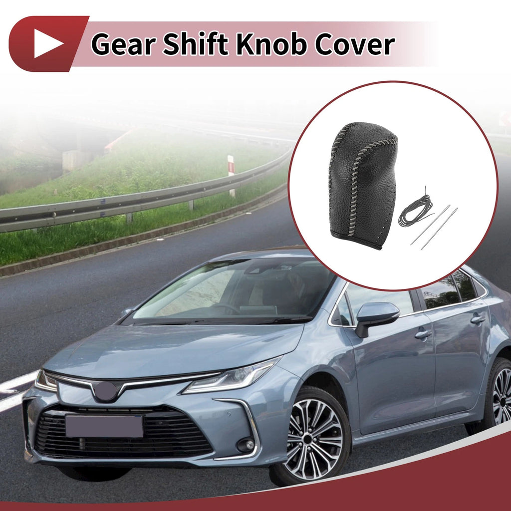 1 Pc Gear Shift Knob Cover for Toyota Corolla (2014–2018) Gray Faux Leather