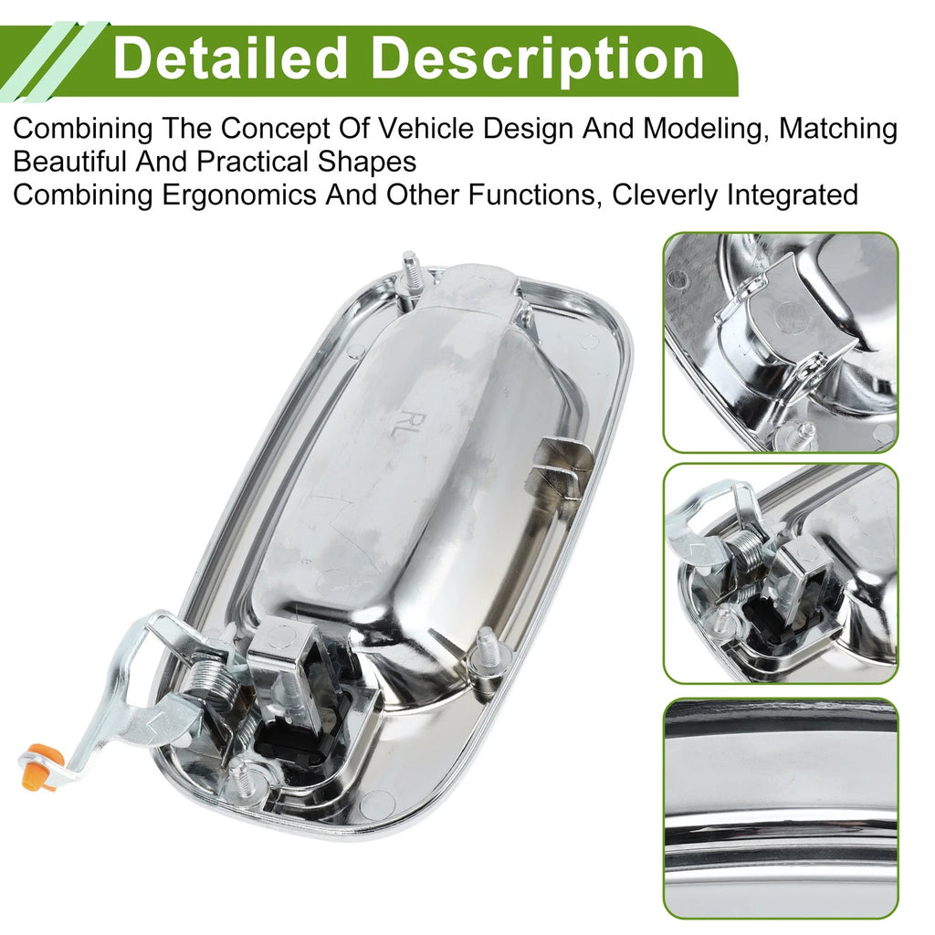 Exterior Door Handle for Chevrolet GMC (Silver Tone, Rear Left)