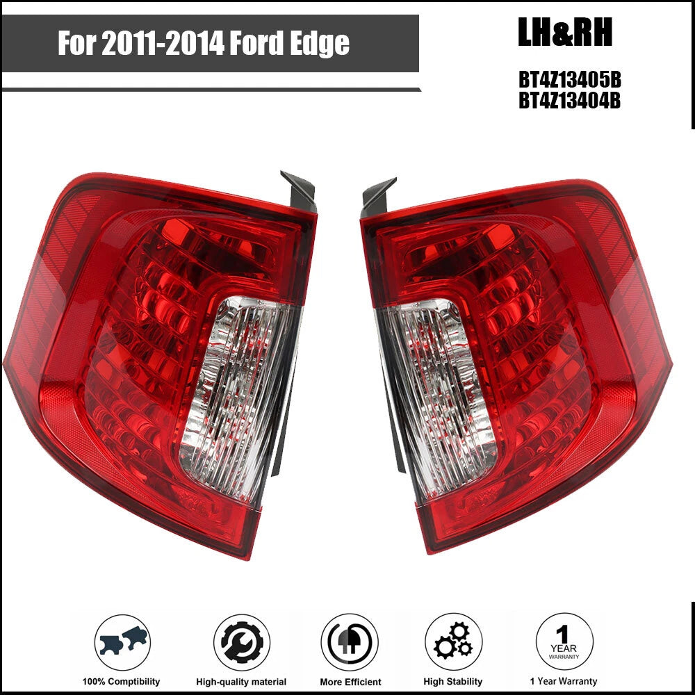 Pair Tail Lights for Ford Edge (2011–2014) Halogen Red Rear