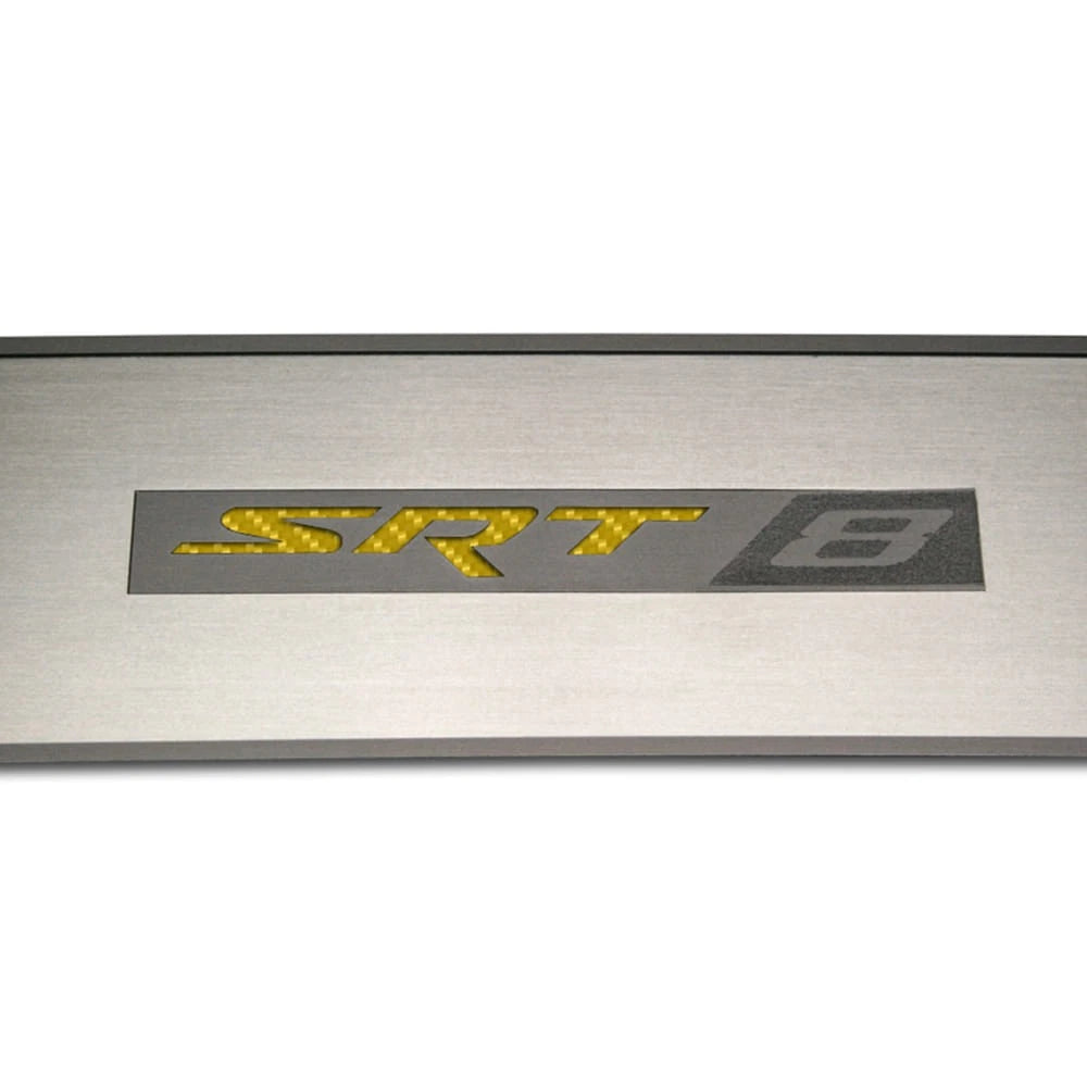 Stainless Door Badge Replacement with SRT 8 Yellow Inlay for Dodge Challenger (2009–2014)
