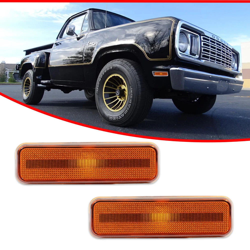 Set of 2 Side Marker Lights for Dodge Pickup Chrysler Plymouth Front Amber