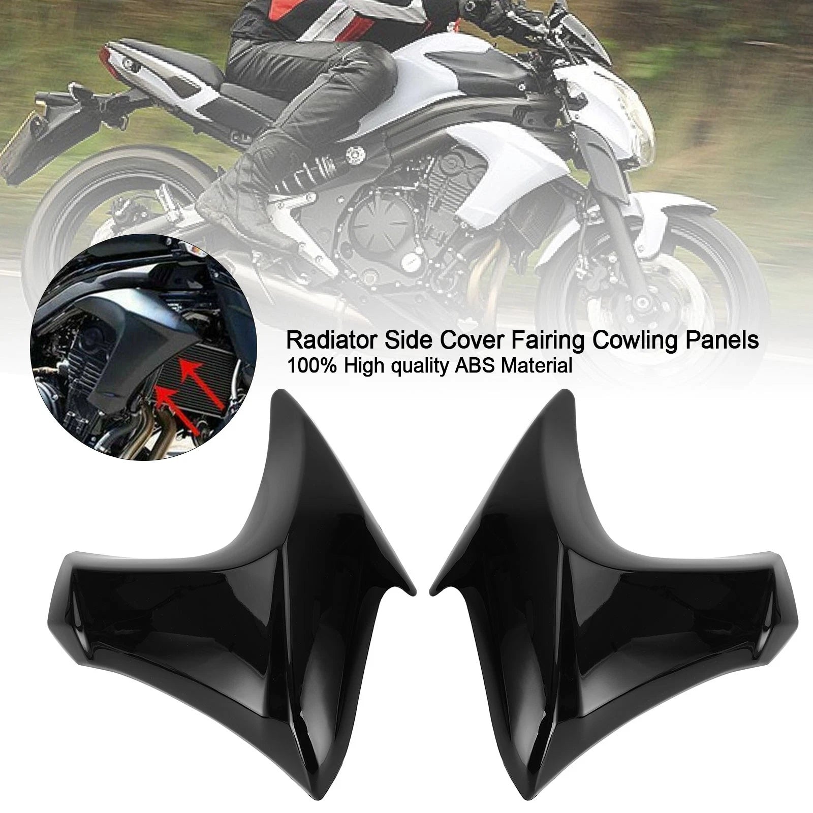 Radiator Side Cover Fairing Panels for Kawasaki ER6N (2012–2016) Gloss Black