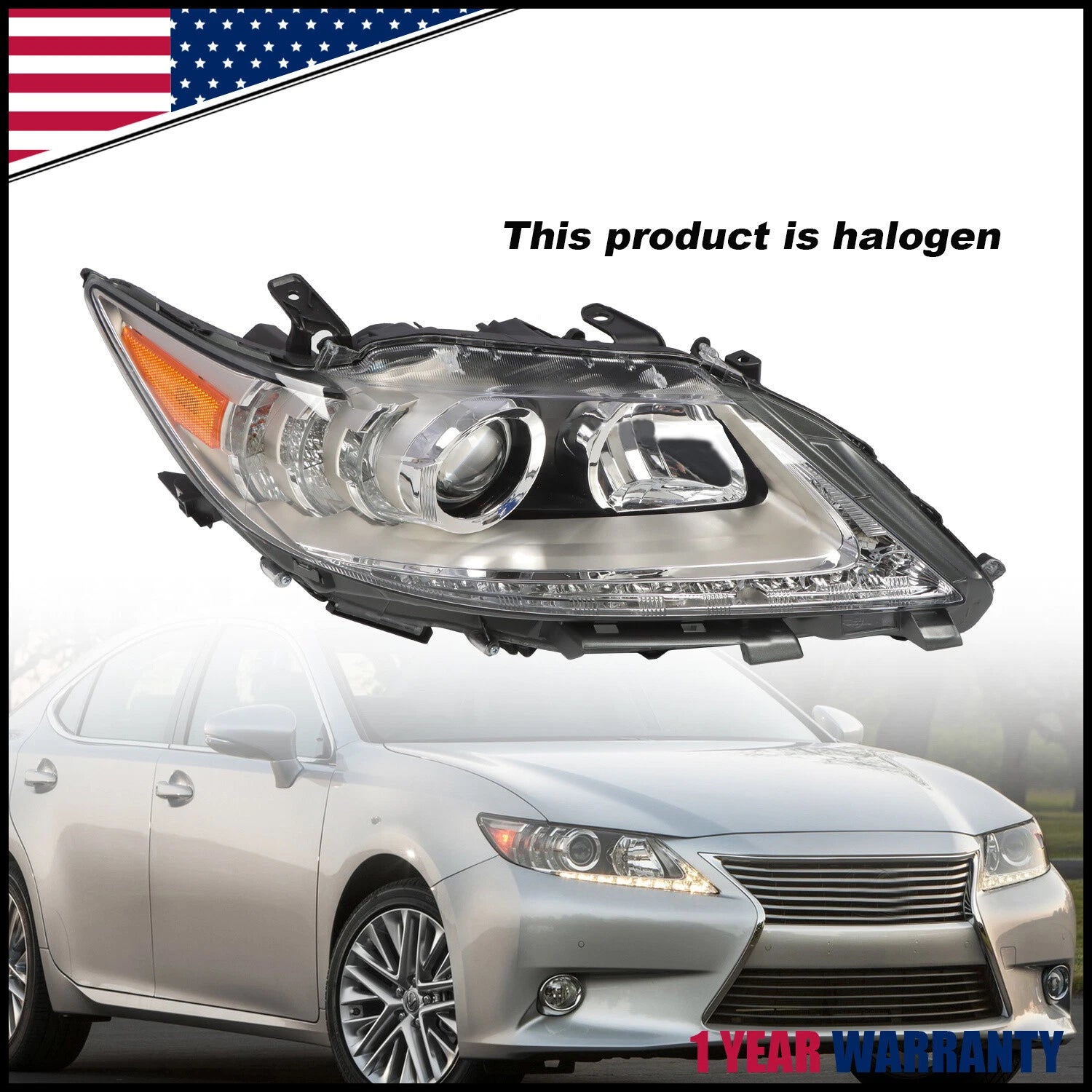 Halogen Headlight for Lexus ES ES300H ES350 (2013–2015) Right Passenger Side
