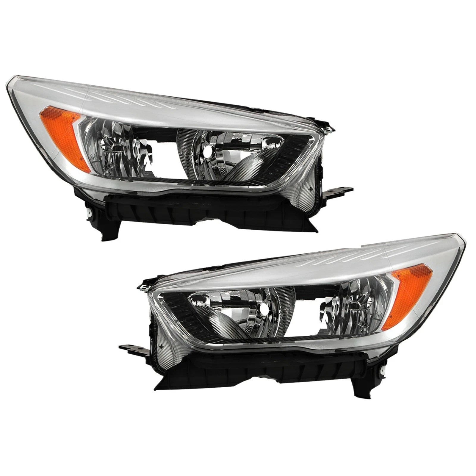 Halogen Headlight Set for Ford Escape (2017–2019) - Chrome, w/Bulb, Left+Right