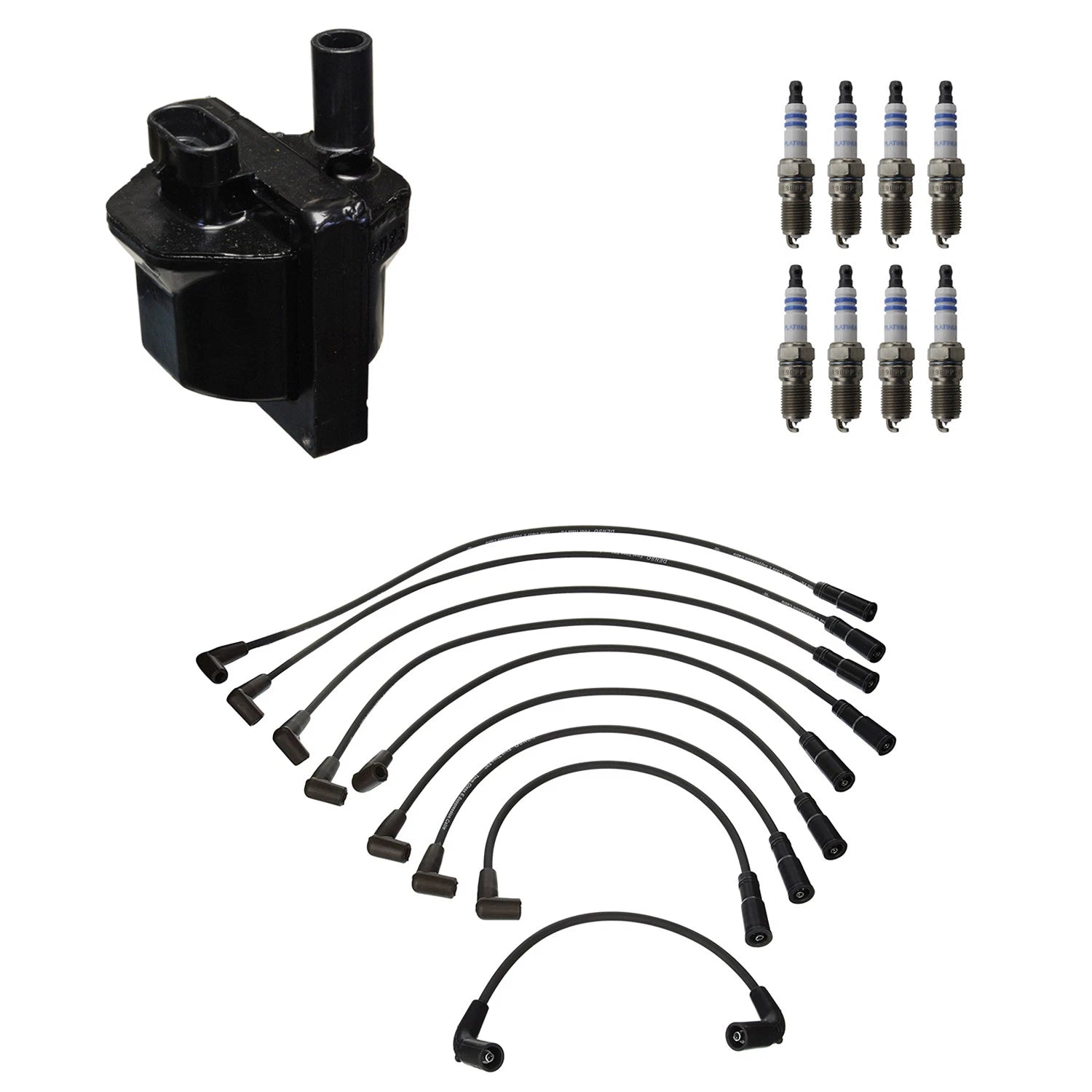 Set of 8 Denso Ignition Coil Wires & Bosch Platinum Spark Plugs for Escalade K1500 V8 (1999–2006)