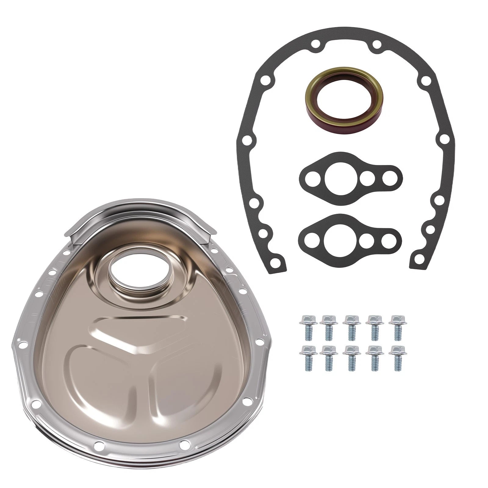 Timing Chain Cover for SB Chevy V8 SBC 283 327 350 (Chrome)