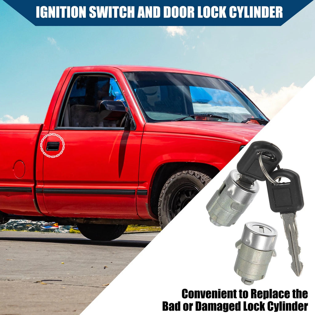Front LH RH Door Lock Cylinder w/Key for Chevy GMC Cadillac (NO.15298924)