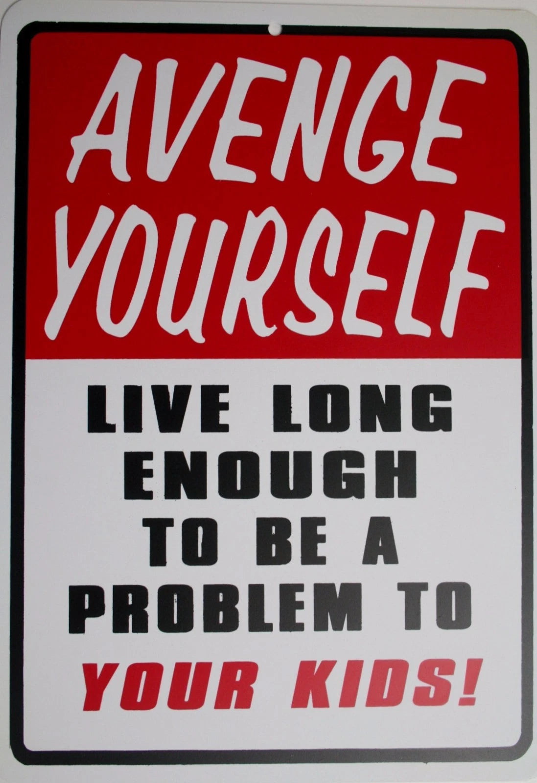 Avenge Yourself Man Cave Plastic Sign - Funny Gag Gift
