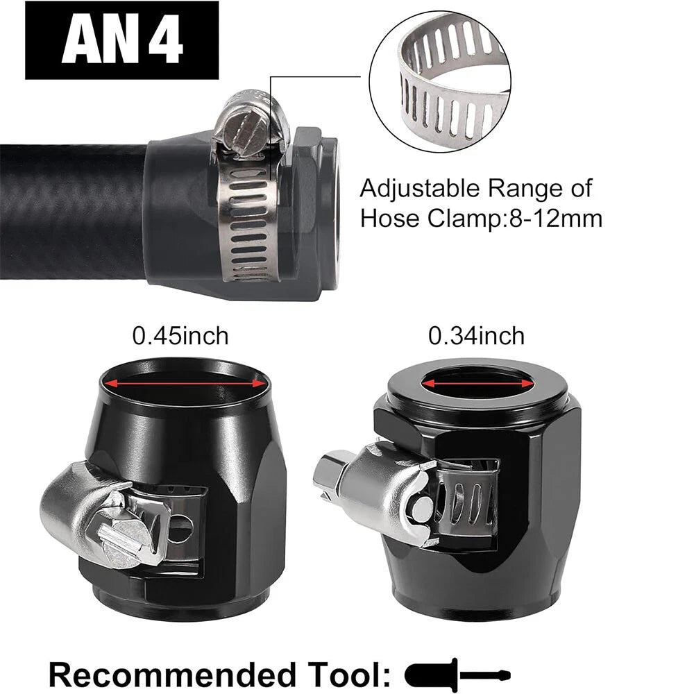 Set of 4 Rubber Hose Clamps for Fuel/Gas/Oil Hose