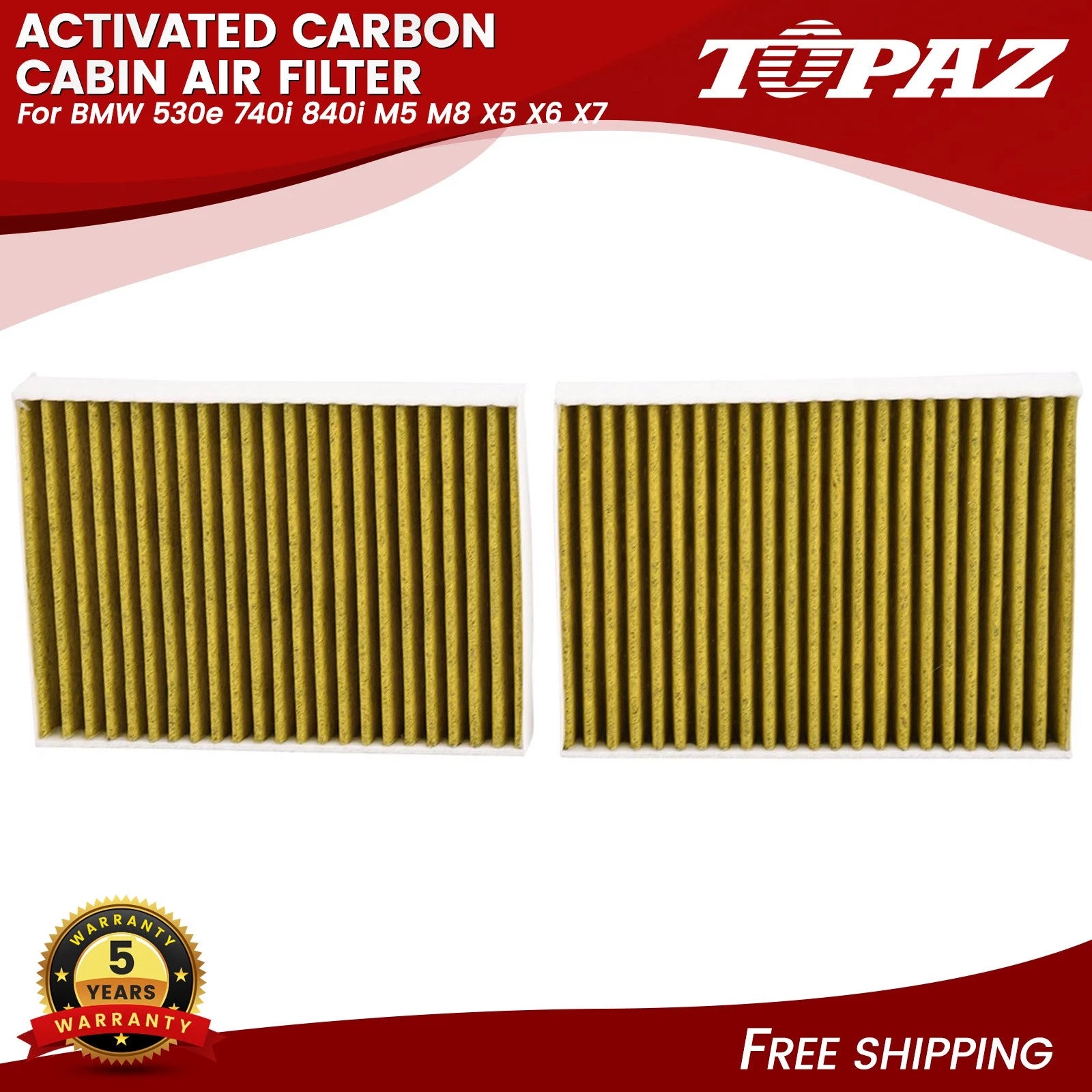 2X Activated Carbon Cabin Air Filter for BMW 530e 740i 840i M5 M8 X5 X6 X7 (2017–2023)