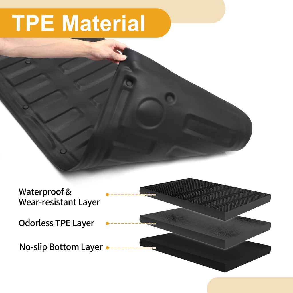 Cargo Liner Rear Trunk Mat for Dodge Ram 1500 (2019–2024) TPE Stripe Pattern