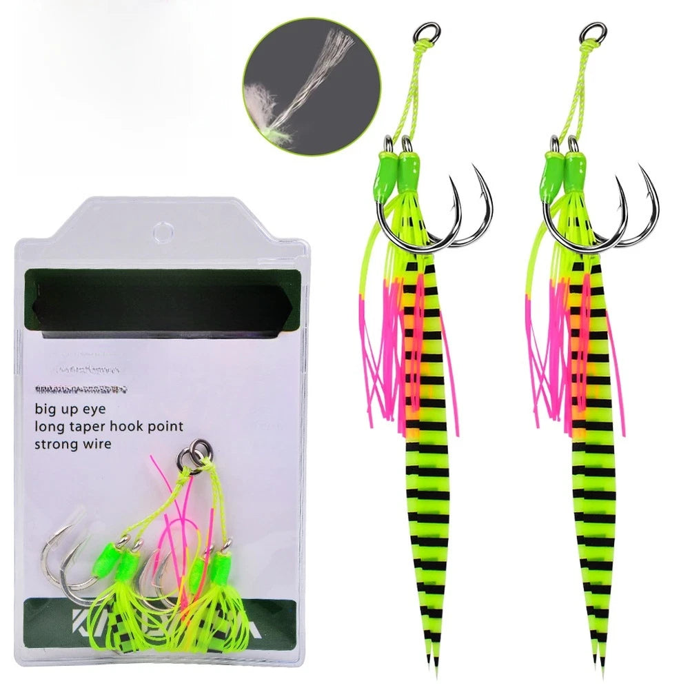 2X Carbon Steel Lure Assist Hooks for Slow Jigging Techniques