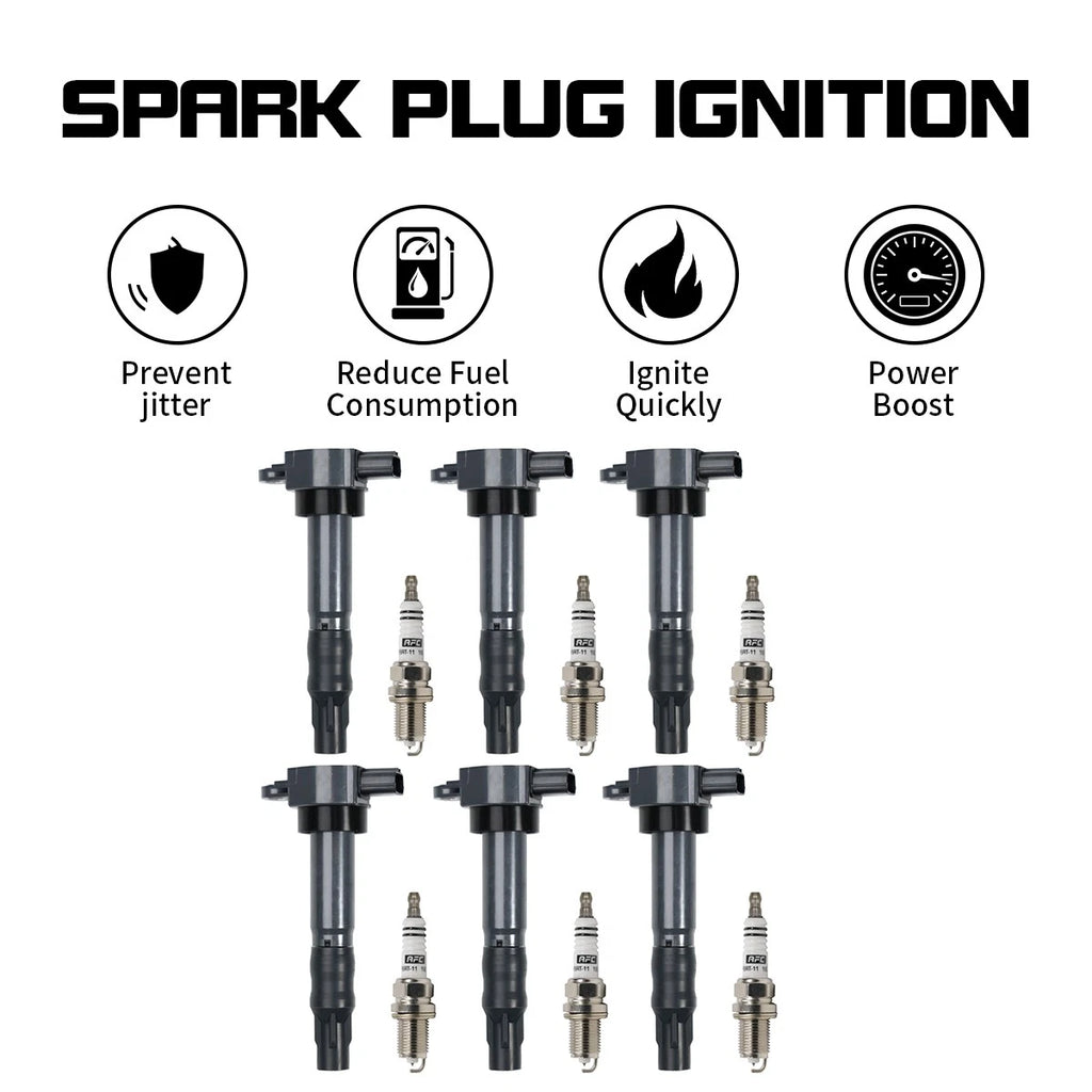 6X Ignition Coil & Spark Plug for Mitsubishi Galant (2004–2012) MR994643