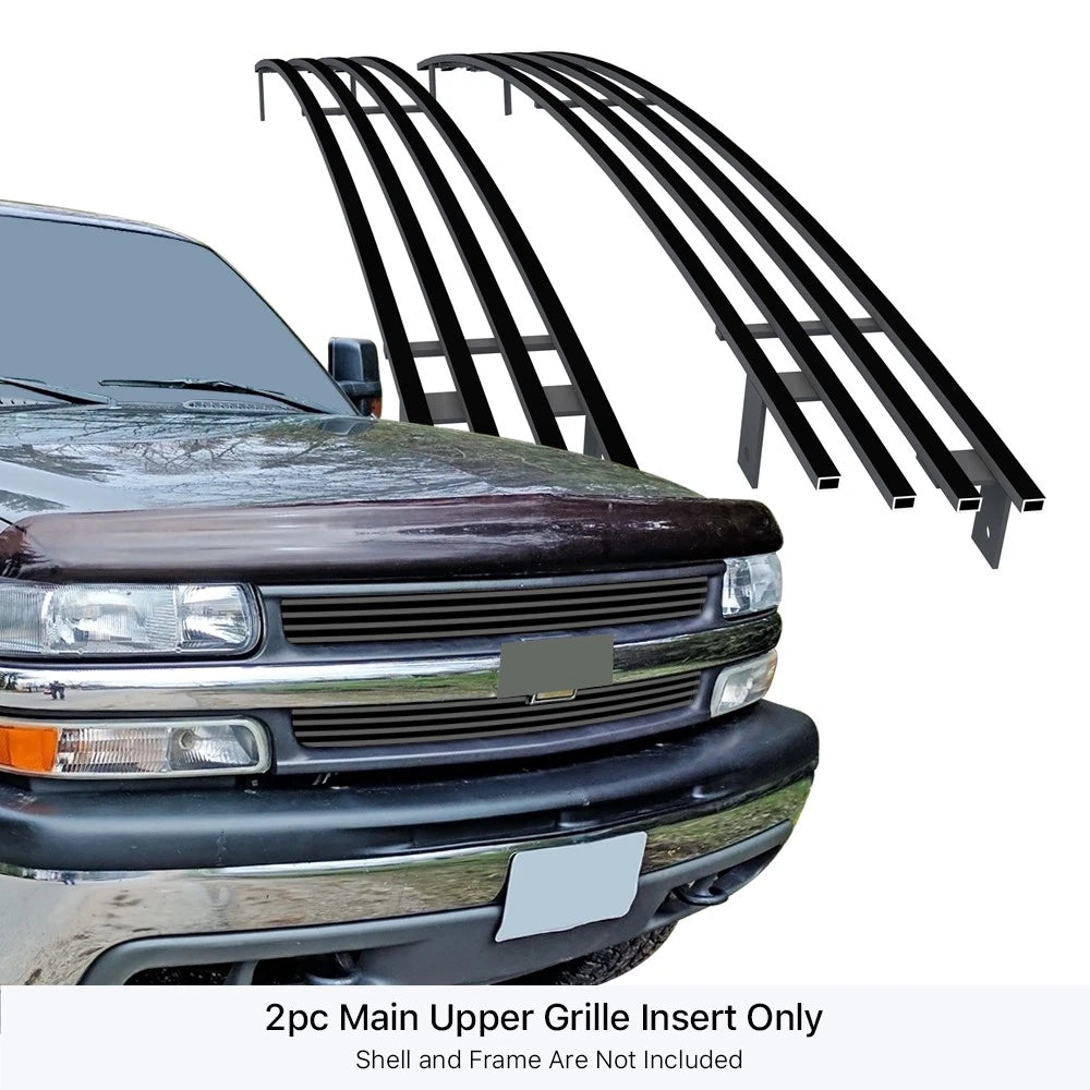 Upper Stainless Black Billet Grille Insert for Chevy Silverado 1500 (1999-2002)