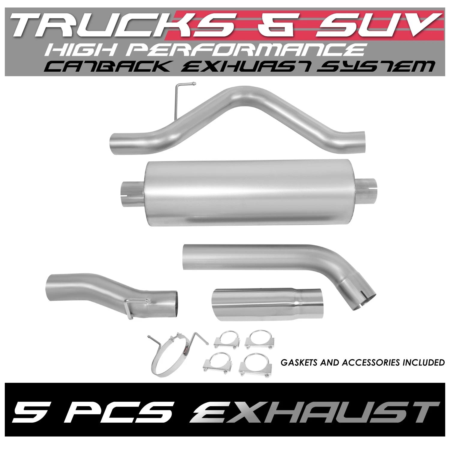 Muffler for Ram 1500 5.7L (2004–2005) 3" OD Exhaust Cat-Back System Aluminized Steel