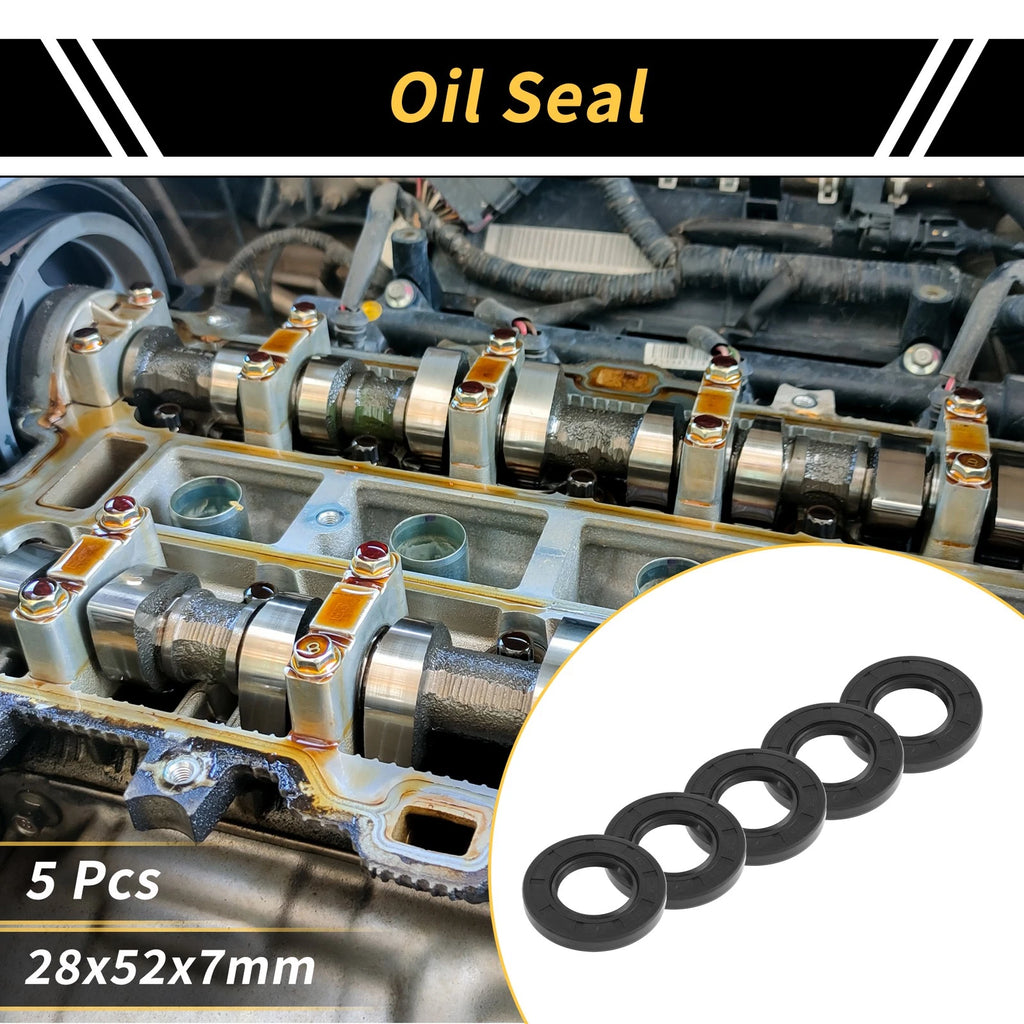 Set of 5 Oil Seal Ring 28x52x7mm NBR Rubber for Rotary Shaft
