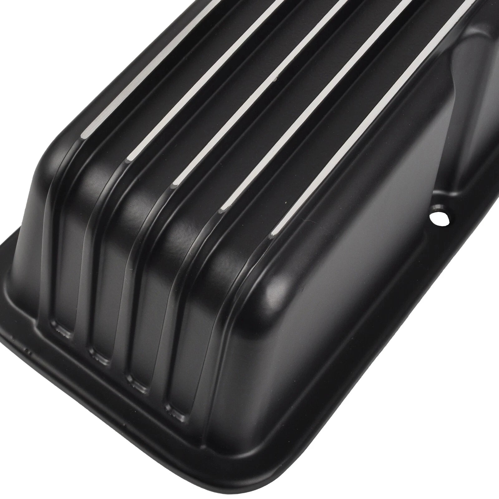 Black Finned Aluminum Tall Valve Covers for Chevy Small Block 327 350 400 (1958–1986)