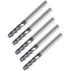 Set of 5 End Mills 1/8" 4 Flute Ball Nose Carbide
